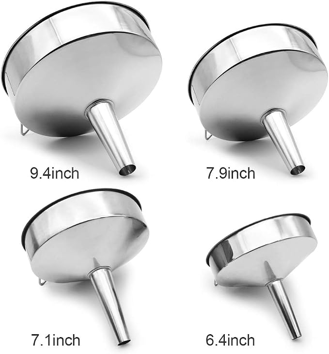 Super Large Stainless Steel Large Funnel with Detachable Strainer/Filter for Cooking Oil and Transmission Liquid and Powder, Food Grade Metal Kitchen Funnels