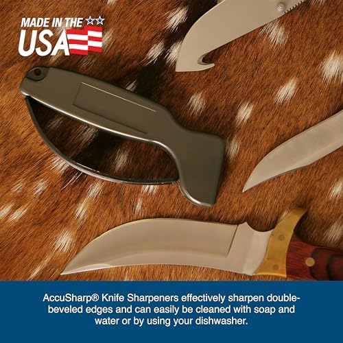 AccuSharp Knife Sharpener, Ergonomic Comfortable Handle, Compact & Easy to Use, Restore and Hone Straight & Serrated Knives, OD Green