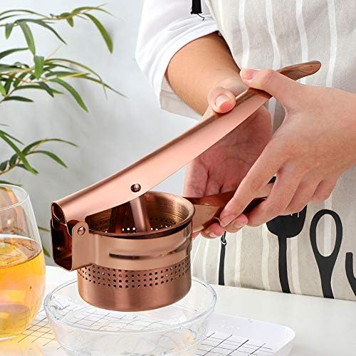 Meisha Potato Ricer – Stainless Steel Manual Masher for Potatoes, Fruits, Vegetables, Yams, Squash, Baby Food and More - Gold