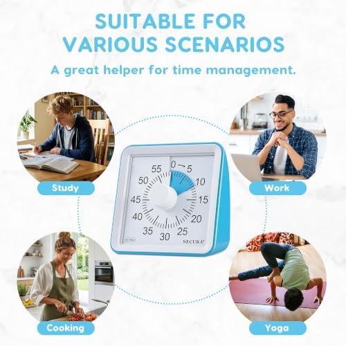 Secura Visual Timer for Kids, 60 Minute Classroom Countdown Timer for Study