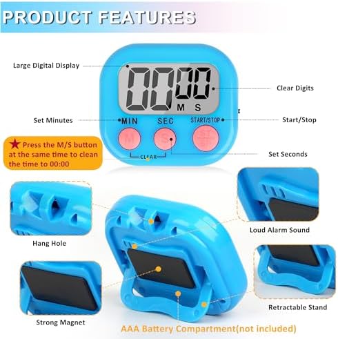 ZILLEEN Classroom Timer for Kids Teachers 6 Pack Digital Timers Blue White
