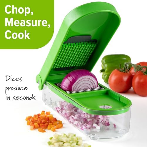 Onion Chopper and Dicer - Anti-Tear Vegetable Chopper, 2-Cup Capacity with Clear Measuring Base, Non-Skid Feet, Dishwasher Safe & Cleaning Tool Included