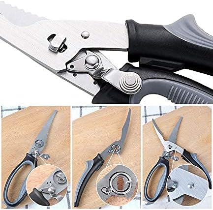 Poultry Shears Heavy Duty Professional – Sharp Kitchen Scissors Heavy Duty Dishwasher Safe - Stainless Steel Turkey Shears - Spring Loaded Ergonomic Handles - All Purpose Kitchen Shear Grey
