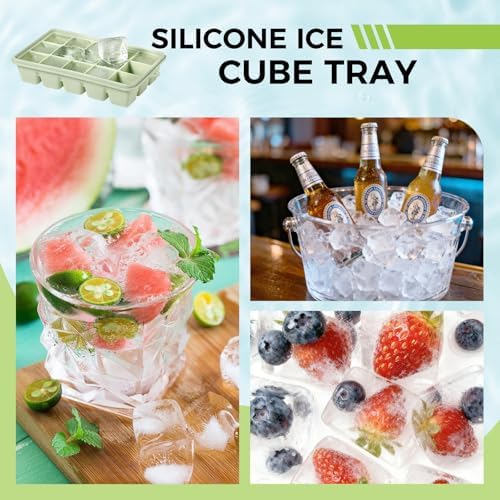 4-Pack Silicone Ice Cube Trays with Lid, Easy Release Ice Cube Molds, Reusable and Stackable Ice Trays for Freezer for Cocktail, Whiskey, Baby Food, BPA Free (Multicolour)