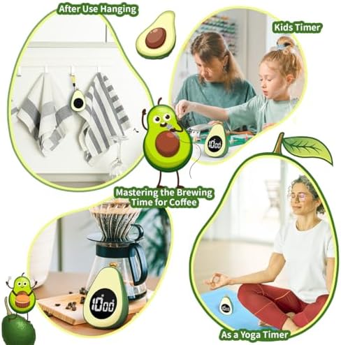 Avocado Digital Countdown Timer, Adjustable Volume Cute Kitchen Timer