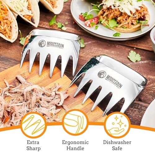 Meat Claws and Meat Shredder for BBQ - Perfectly Shredded Meats, These Are The Bear Claws You Need - Pulled Pork Shredder Claw x 2 For Barbecue, Smoker, Grill (Solid Metal)