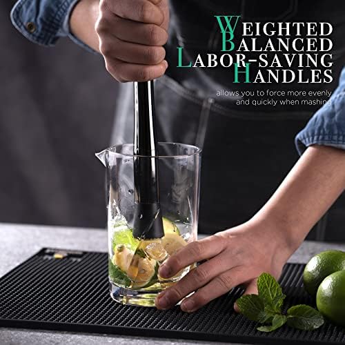 Homestia 10'' Muddler for Cocktails, Cocktail Muddler for Lemonade, Black