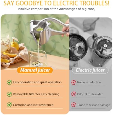 Juicer, Fresh Fruit Juice Extractor Aluminum Alloy, Juice Squeezer Handheld, manual juicer, Easy to Clean with 0.6L Capacity, Heavy Duty Single Press Lemon Squeezer for Lemon, Orange, Grape