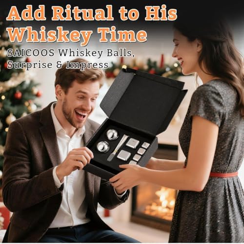 Whiskey Stones Set Gifts for Men & Reusable Metal Ice Cubes for Drinking
