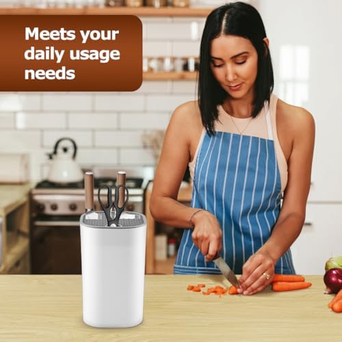 1 Kitchen Knife Block with 1 knife sharpener, Kni-fe Block without Knives, Large Volume Detachable Kni-fe Holder with Scissors Slot, Easy to Clean(COLOR:as shown)