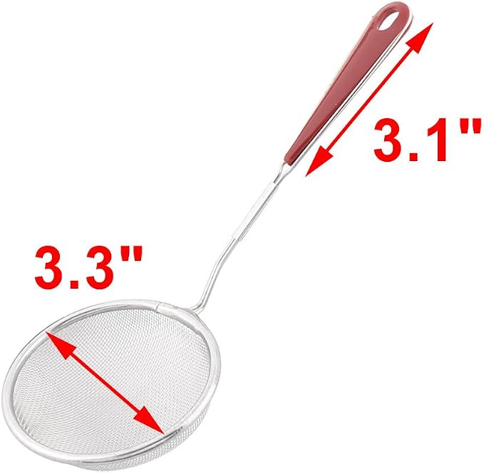 uxcell Plastic Handle Fine Mesh Strainer Skimmer Ladle 9 Inch Length 5pcs