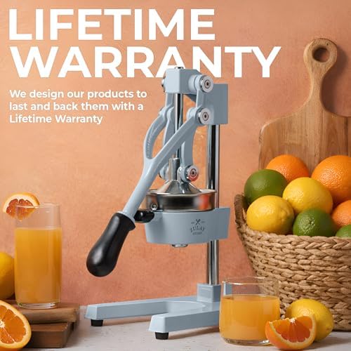 Zulay Kitchen Cast Iron Juicer - Heavy Duty Orange Juicer with Detachable Strainers for Easy Cleaning, Citrus Press for Citrus Fruits, Perfect for Bartenders, Juice Lovers & Health Enthusiasts