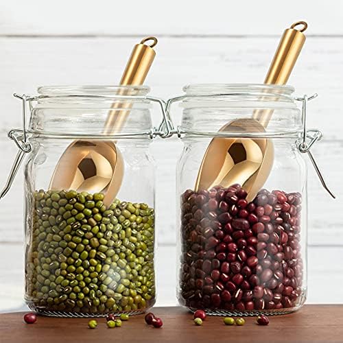 TeamFar Mini Scoop Set of 4, 3 Oz Small Ice Canister Candy Scoops - Gold