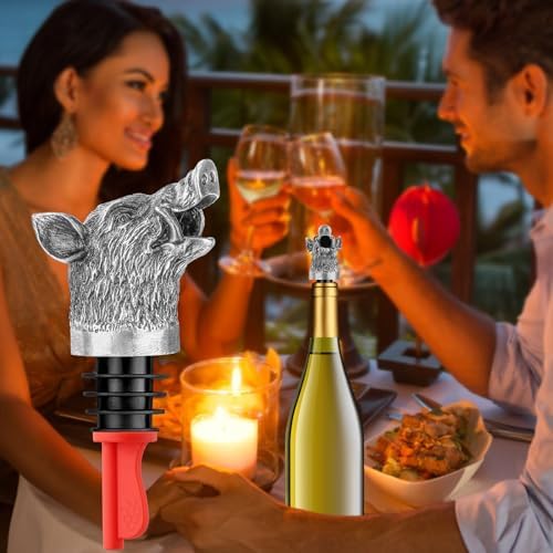Wild Boar Head 2-in-1 Wine Aerator Bottle Pourer and Stopper for Men Women, Hunting Gifts for Hunters, Liquor Bottle Pourers Spout for Alcohol Spirits, Wine Saver Gifts Accessories