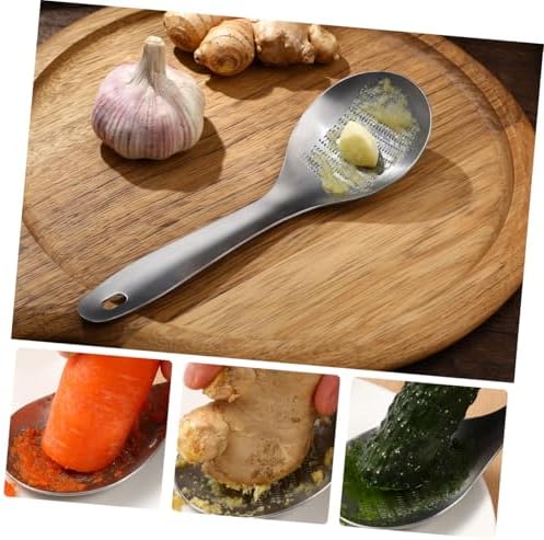 2 Pack Ginger Crusher Garlic Press Mincer Spoon Shape Stainless Steel Hand Dicer Crushing Tool Peeler Squeezer for Nuts