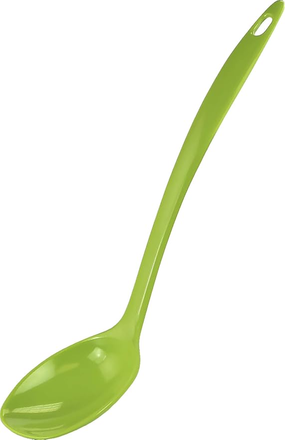 Reston Lloyd Cooking Spoon for Serving, Basting, Mixing, Heat Resistant, BPA Free Melamine 11 inch Utensil with Ergonomic Handle, Set of 6, Lime