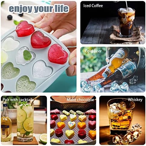 Heart Shape Ice Cube Tray, 21 Holes Silicone Ice Cube Mold with Removable Lid Flexible for Whiskey Cocktail Chocolate