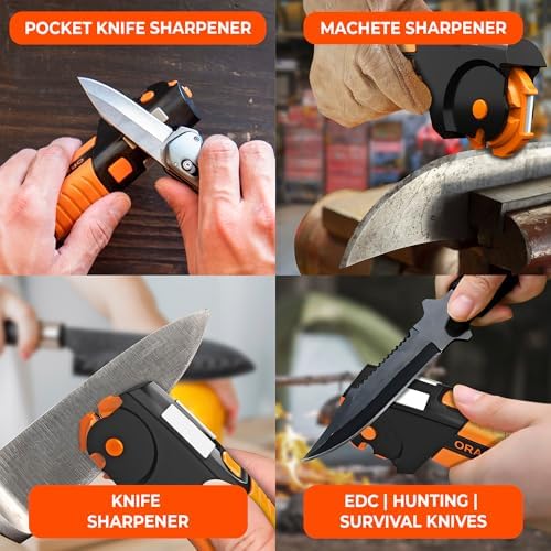 Orange Ninja 7-in-1 Garden Tool & Knife Sharpener- One Tool for Every Blade
