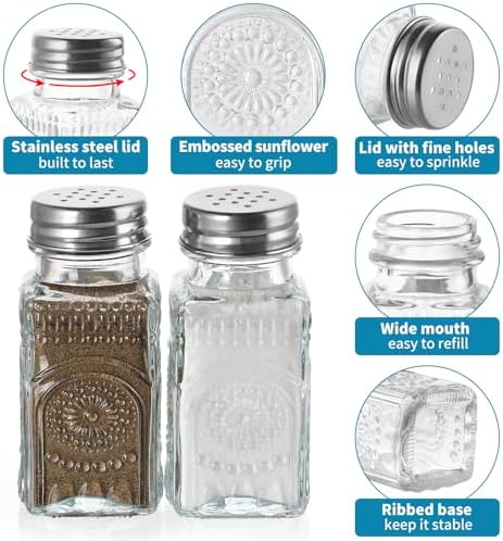 MDLUU Glass Oil and Vinegar Cruet Set, Salt & Pepper Shakers with Holder