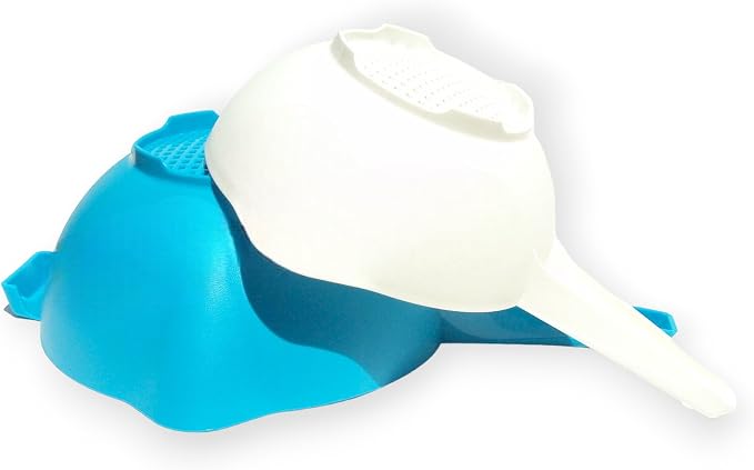 Tupperware 1 Qt and 2 Qt Strainer Set of 2 Colander - 1 Qt White and 2 Qt Blue