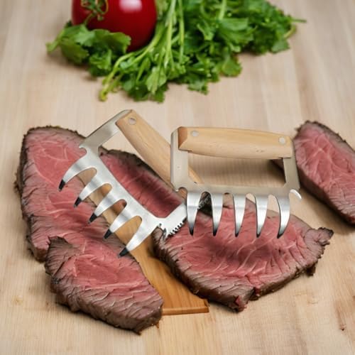 Personalized Metal Meat Shredder Claws, Set of 2 Stainless Steel Meat Forks with Wooden Handle,Custom BBQ Grilling Gifts for Men Women Dad Father Husband, Custom Meat Shredder Kitchen Gadget