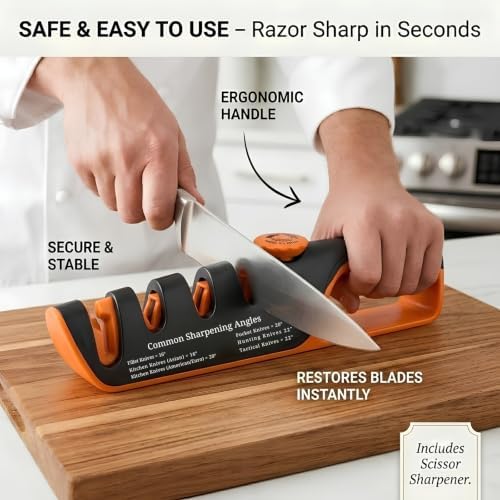 DRAVEX 4-Stage Professional Knife Sharpener Adjustable Angle Guide