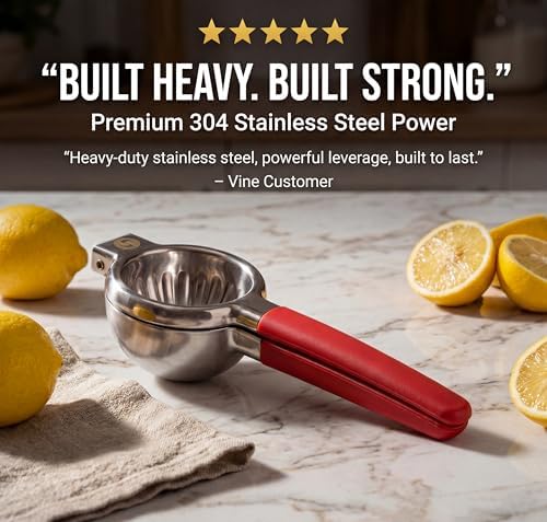 Handheld Lemon Squeezer Stainless Steel, Silicone Handle