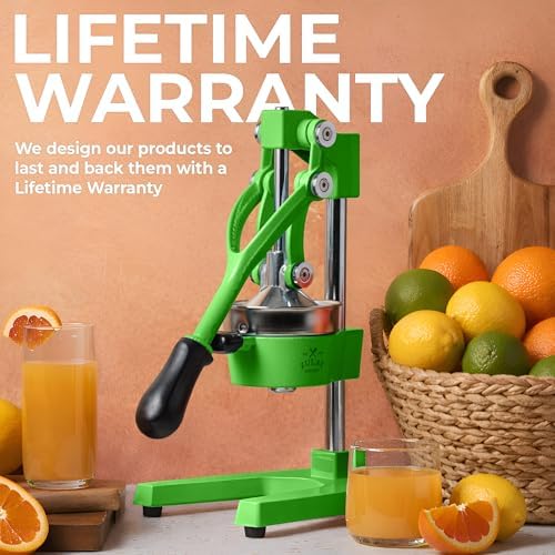 Zulay Kitchen Cast Iron Juicer - Heavy Duty Orange Juicer with Detachable Strainers for Easy Cleaning, Citrus Press for Citrus Fruits, Perfect for Bartenders, Juice Lovers & Health Enthusiasts