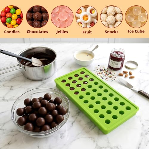 Yesland 3 Pack Mini Ice Ball Molds, 120-Cavity Mini Round Silicone Mold/Chocolate Drops Mold, Perefect for Candy, Pudding, Jelly, Milk, Juice, Cocktails & Whiskey Particles