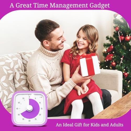 Visual Timer for Kids and Adult, 60-min Countdown Timer,Lightpurple
