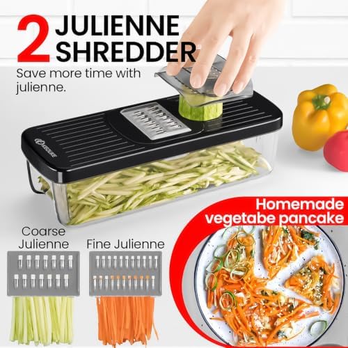 KEOUKE 8-in-1 Vegetable Chopper Mandoline Slicer with Container Hand Guard