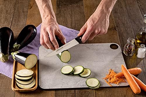 Arcos 7 Inch Kitchen Knife. Stainless Steel and Polyoxymethylene (POM) Black Handle. Series Universal