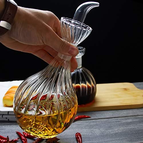 13 ounce/380 ml Olive Oil and Vinegar Dispenser Glass Cruet Decanter for Kitchen,Lab glassware seal handicraft Keeps Oil Fresh Longer,Soap Dispenser Bottle No Funnel Needed