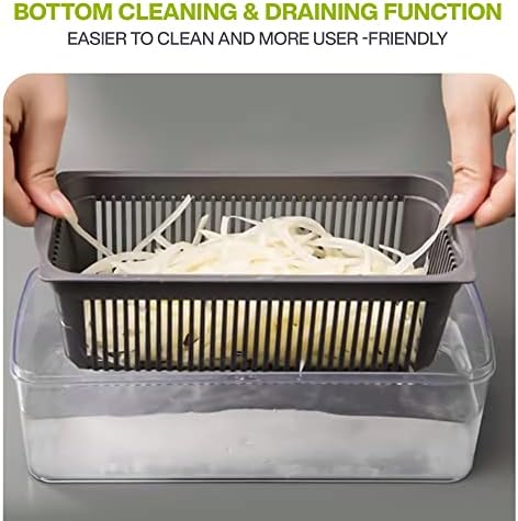 Vegetable Chopper 15-1 with Container - 8 Blades Dicer Chopper Cutter & Slicer - Draining Basket, Peeler, Egg separator, and Many More - Vegetable Chopper for Onions, Potatoes, Tomatoes