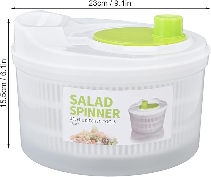 3L Salad Spinner, Fruit Vegetable Washer Easy Draining Dryer with Bowl and Colander Fruit Wash Spinner with Rotary Handle Secure Lid Lock Easy Draining Pasta Drainer Spinner