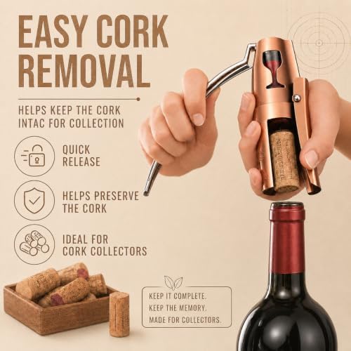 TRAVOCE Manual Lever Wine Opener with Foil Cutter, Bronze Tone