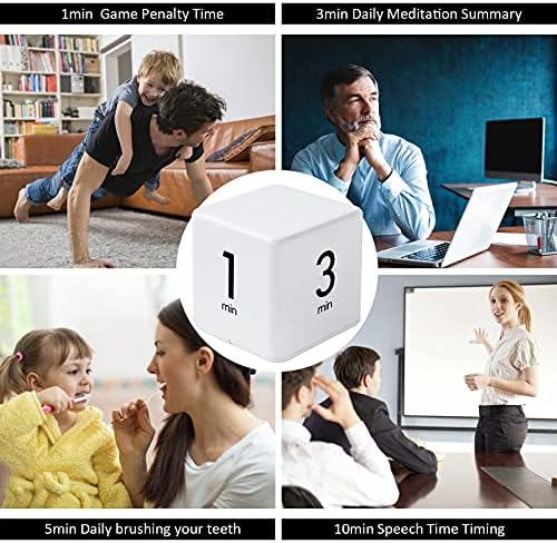 Feilifan Cube Timer, Productivity Cube Rotating Timer, 1-3-5-10 Minute