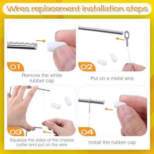 Feekoon 2 Pack Cheese Slicer Cutter with Extra 2 Wires, Stainless Steel Cheese Slicer with Adjustable Wire Cheese Cutter, Long Lasting Wires Cheese Slicer for Block Cheese and Butter Slicer, Silver