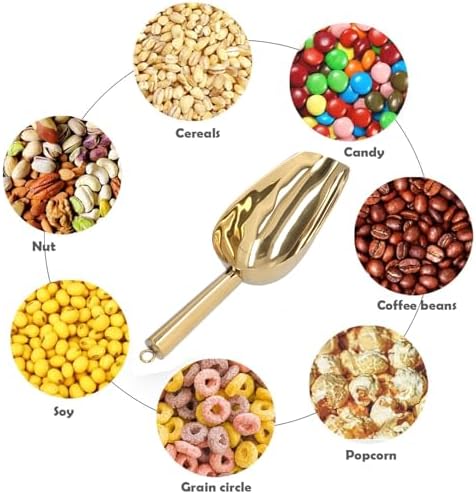 Alvinlite Stainless Steel Ice Scoop 8Oz, 9" Round Bottom Ice Cream Scooper with Hanging Ring for Ice Maker freezer, Small Food Scoops for Bar Party Wedding Pet Dog Kitchen