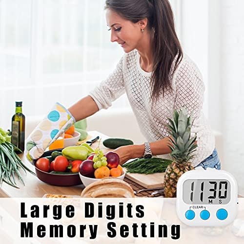 AOUCE Digital Kitchen Timers for Cooking, Timer for Kids 6 Pack White