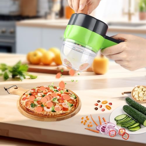 Electric Vegetable Slicer Set Vegetable Cutter 4 in 1 Portable, Rechargeable, Wireless Food Processor & Chopper Machine Mixer Food Slice for Home Kitchen Garlic Pepper Chili Onion Celery Ginger Meat