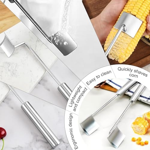 2PCS Corn Peeler For Corn On The Cob, Long Handle Stainless Steel Corn cob Stripping Tool, Corn Cutter, Corn Cob Stripper, Suitable For Home Kitchens, Restaurant Chefs, Outdoor Dining Enthusiasts