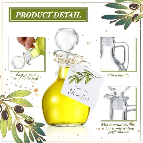 Vesici 20 Set 3.5 oz Mini Olive Oil Glass Bottle with Stopper, Party Favors