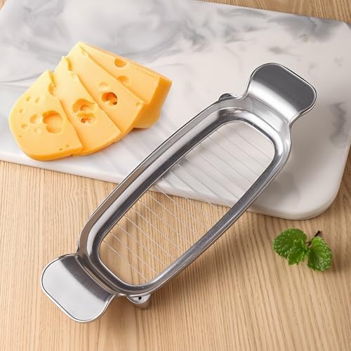 Butter & Cheese Slice Cutter - Stainless Steel Multipurpose Butter and Cheese Cutter Slicer for Evenly Slicing Butter Blocks, Cheeses, Eggs, Non-Stick,Compact & Portable for Home, BBQ, Camping