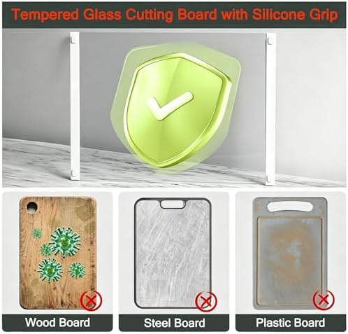 Tempered Glass Cutting Boards Set of 2, Plastic Free Kitchen Boards