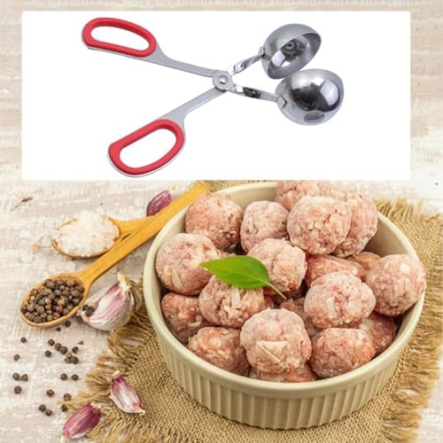 2 Pcs Meatball Maker Tongs None-Stick Meatball Maker Stainless Steel Meat Ballers Scoop Ball Maker Ice Tongs for Meat, Cake Pop, Ice Cream Scoop, Fruit, Cookie Dough, Melon -Red & Blue(L Size)