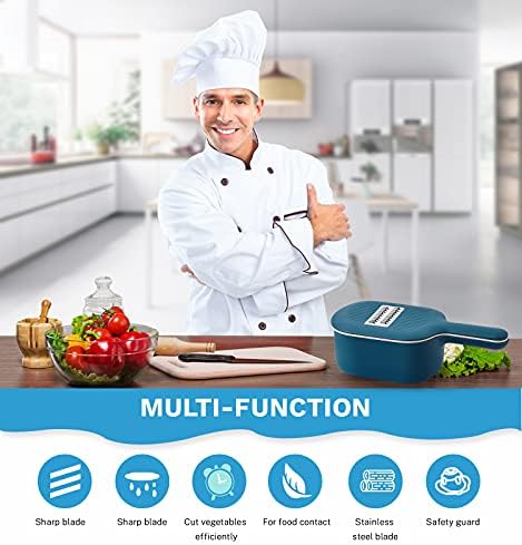 Vegetable Slicer, Multifunction Mandoline Slicer Veggie Dicers Food Choppers Cutter with 4 Replaceable Blades and Container for Carrot, Potato, Cucumber, Vegetables and various vegetables