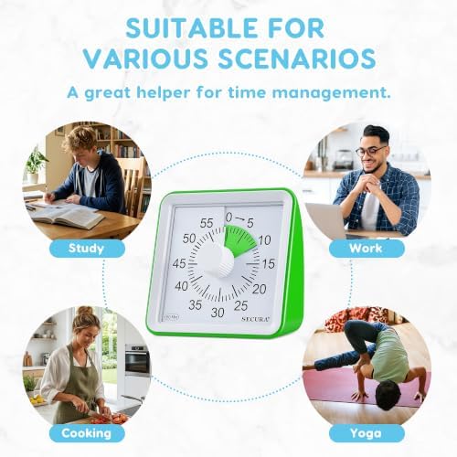 Secura Visual Timer for Kids, 60 Minute Classroom Countdown Timer for Study