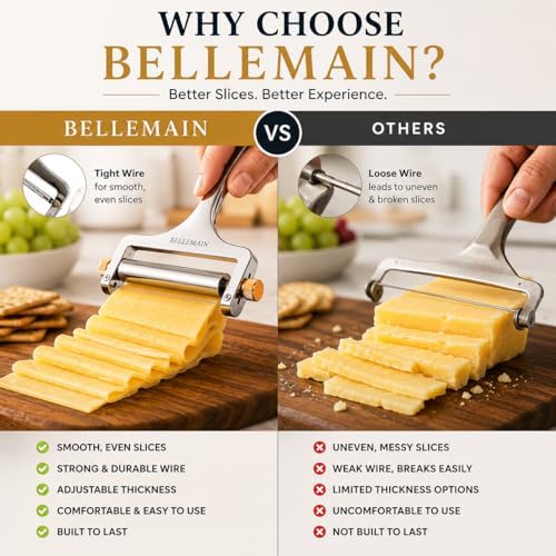 Bellemain Stainless Steel Wire Cheese Slicer with 2 Extra Wires - Silver