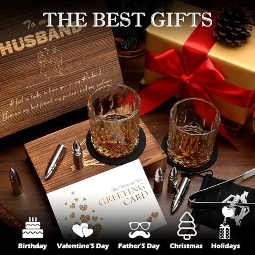Whiskey Gifts for Men Husband, Anniversary Birthday Bourbon Gifts for Him
